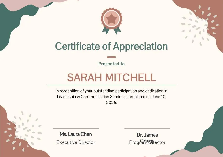 Beige Blob Appreciation Seminar Certificate