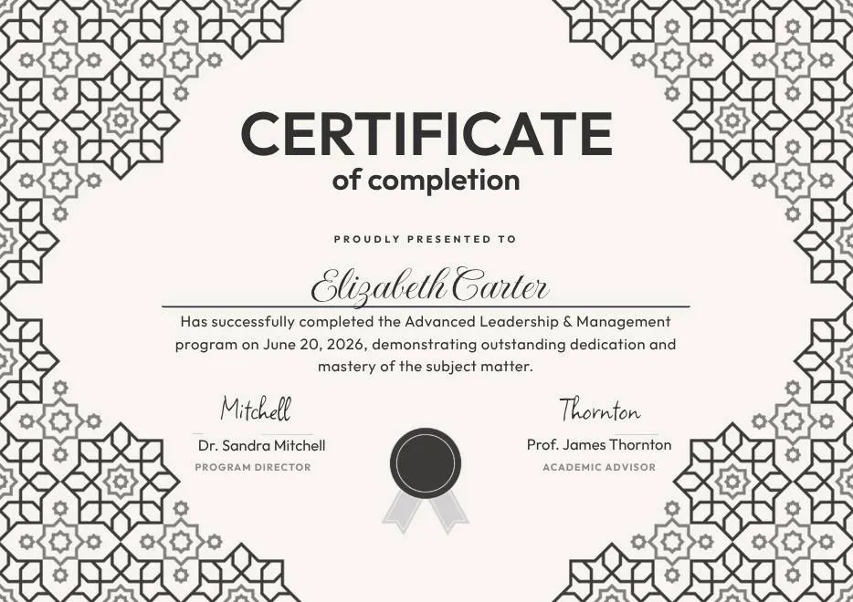 Black and White Geometric Completion Certificate