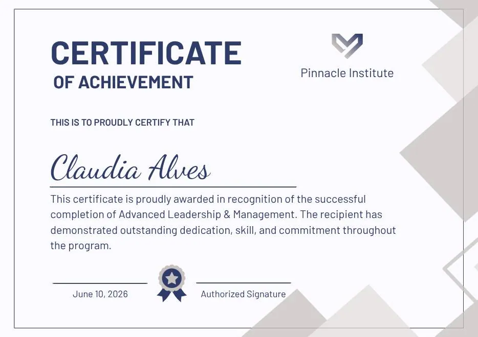 Gray and Blue Modern Achievement Certificate