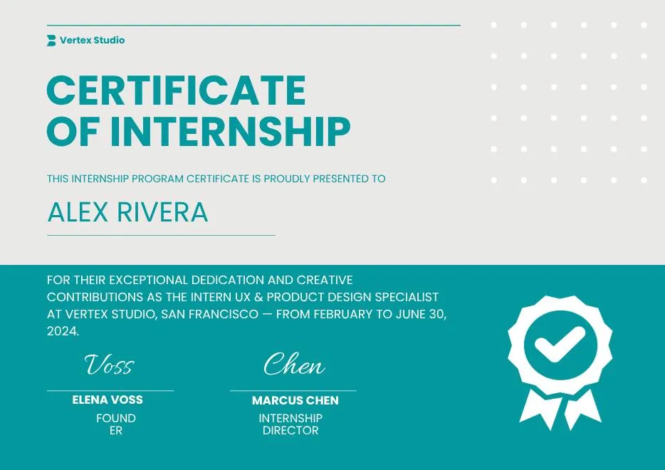 Gray Teal Simple Internship Certificate
