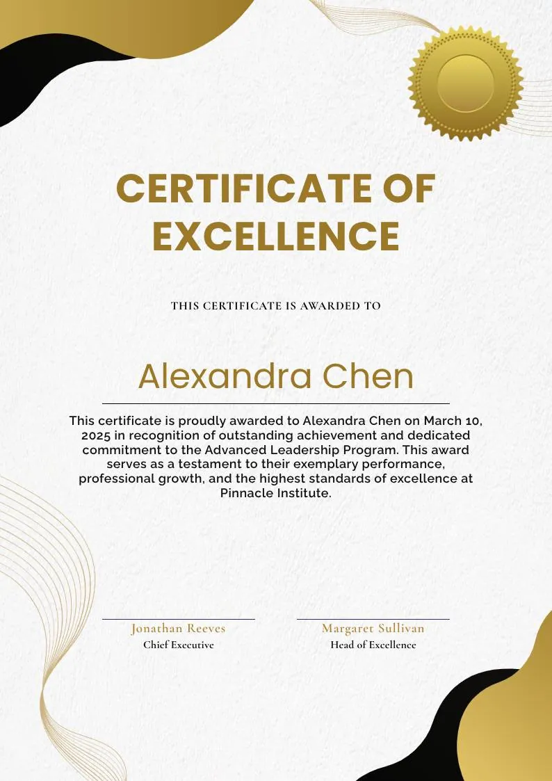 White and Gold Modern Awards Certificate — portrait preview